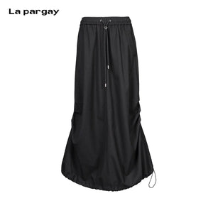 Lapargay loose silhouette drawstring waist cinching personalized utility long skirt L78109101C - Lapargay