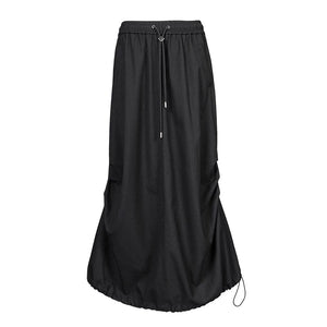Lapargay loose silhouette drawstring waist cinching personalized utility long skirt L78109101C - Lapargay