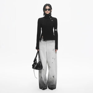 Lapargay Loose Wide-leg Pants, Distressed Gradient Splash Ink, Creating a Pioneer Street Feel L78102620V - Lapargay