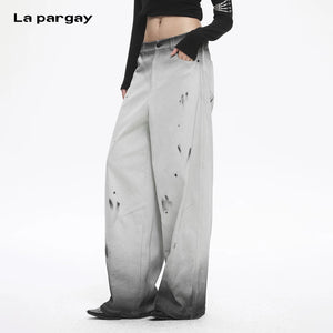 Lapargay Loose Wide-leg Pants, Distressed Gradient Splash Ink, Creating a Pioneer Street Feel L78102620V - Lapargay
