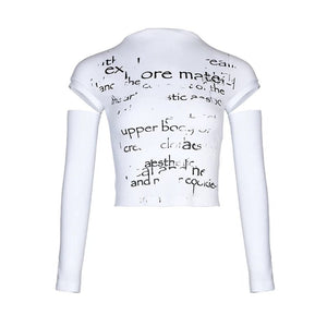 Lapargay mock neck slim fit T-shirt niche distressed design detachable sleeve top L78200224V - Lapargay