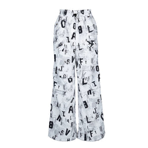 Lapargay Newspaper-Style Letter Print Loose Straight Leg Hip-Covering Street Chic Casual Pants L78202615V - Lapargay