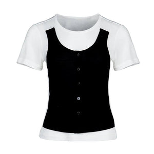 Lapargay One-Piece Paneled T-Shirt, Neat and Slimming, Creating Stylish Outfits L78200214V - Lapargay