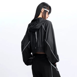 Lapargay Outdoor Functional Cropped Jacket Dark Lightweight Top Outdoor Style L78101217V - Lapargay