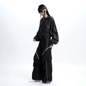Lapargay Outdoor Functional Cropped Jacket Dark Lightweight Top Outdoor Style L78101217V - Lapargay