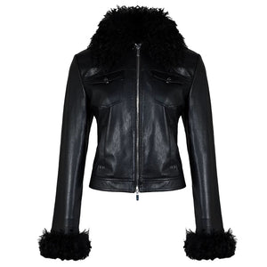 Lapargay Power Plush Eco-leather Jacket Contemporary Pioneer Street Style L78101219V - Lapargay