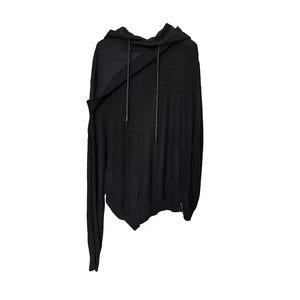 Lapargay pullover long sleeve hoodie coat early spring new women's black personality casual hooded top - Lapargay