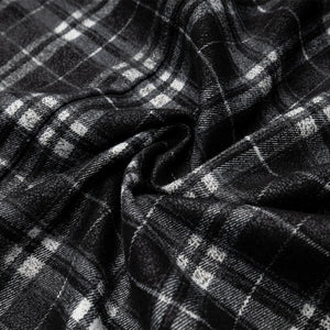 Lapargay Retro Black and White Plaid Jacket with Drop Shoulder Loose Fit, Drawstring Waist Cargo Style L78101308V - Lapargay