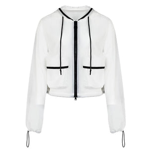 Lapargay short hooded jacket, lightweight and breathable, color-block details, multi-pocket design L75201202C - Lapargay