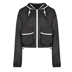 Lapargay short hooded jacket, lightweight and breathable, color-block details, multi-pocket design L75201202C - Lapargay