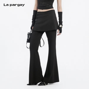 Lapargay Skort-Style Casual Pants, Side Button Design, Elongates Leg Visual Proportion L78202616C - Lapargay