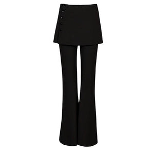 Lapargay Skort-Style Casual Pants, Side Button Design, Elongates Leg Visual Proportion L78202616C - Lapargay