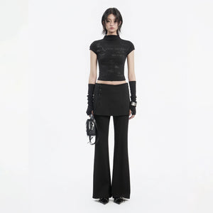 Lapargay Skort-Style Casual Pants, Side Button Design, Elongates Leg Visual Proportion L78202616C - Lapargay