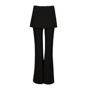 Lapargay Skort-Style Casual Pants, Side Button Design, Elongates Leg Visual Proportion L78202616C - Lapargay