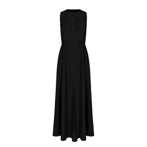 Lapargay sleeveless long dress cinched waist drawstring half-zip design L78209001C - Lapargay