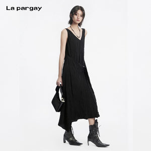 Lapargay sleeveless long dress irregular hem suitable for multiple styling scenarios L78209017B - Lapargay