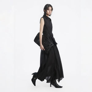 Lapargay slightly sheer irregular half skirt with layered ruffle design for a flowing atmosphere L78209110V - Lapargay