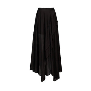 Lapargay slightly sheer irregular half skirt with layered ruffle design for a flowing atmosphere L78209110V - Lapargay