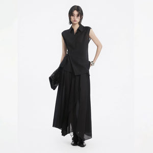 Lapargay slightly sheer irregular half skirt with layered ruffle design for a flowing atmosphere L78209110V - Lapargay