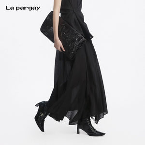 Lapargay slightly sheer irregular half skirt with layered ruffle design for a flowing atmosphere L78209110V - Lapargay