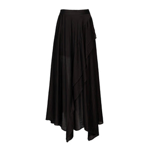 Lapargay slightly sheer irregular half skirt with layered ruffle design for a flowing atmosphere L78209110V - Lapargay