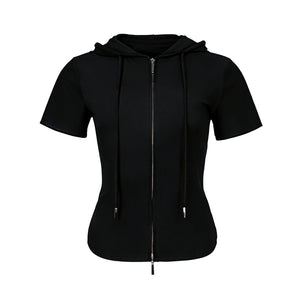 Lapargay slim fit hooded short jacket double zip design cleanly outlines waistline L78201908V - Lapargay