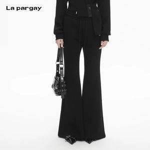 Lapargay Soft Stretch Casual Pants, Loose Flared Leg Opening, Elastic Waist Fits All Body Types L78102632V - Lapargay