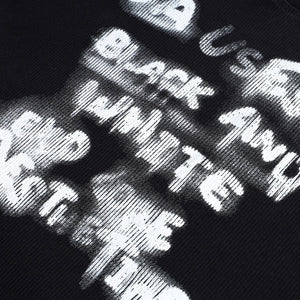 Lapargay square shoulder crew neck T-shirt blurred graffiti print high street cool style top L75200204B - Lapargay