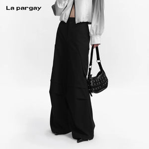 Lapargay Street Cargo Casual Pants with Double Large Side Pockets, Loose Flared Slimming Silhouette L78102634V - Lapargay