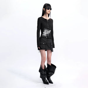 Lapargay sweet-cool utility skirt, multi-pocket design, high-waisted slimming short skirt L78109209V - Lapargay