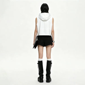Lapargay Tech-Wear Short Hooded Vest, Side Pocket with Zipper, Neat and Stylish L78201403C - Lapargay