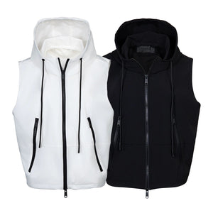 Lapargay Tech-Wear Short Hooded Vest, Side Pocket with Zipper, Neat and Stylish L78201403C - Lapargay