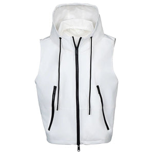 Lapargay Tech-Wear Short Hooded Vest, Side Pocket with Zipper, Neat and Stylish L78201403C - Lapargay