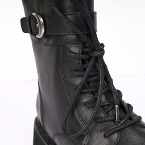 Lapargay top layer cowhide motorcycle boots, buckle design cool and slender legs L75405001X - Lapargay