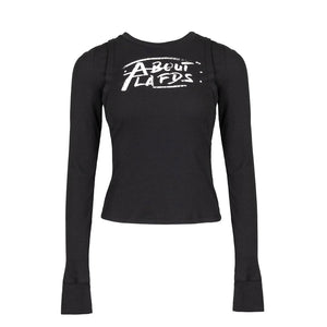 Lapargay Two-in-One Slim Long Sleeve T-Shirt, Letter Graffiti Print, High Stretch Skin-friendly L78100314V - Lapargay