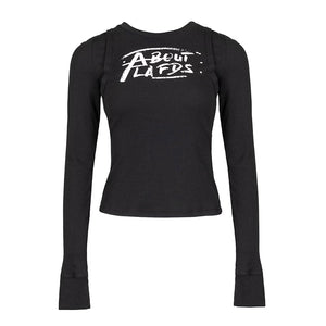 Lapargay Two-in-One Slim Long Sleeve T-Shirt, Letter Graffiti Print, High Stretch Skin-friendly L78100314V - Lapargay