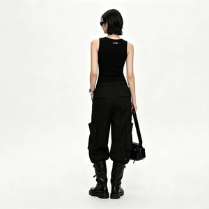Lapargay vintage letter print hot girl slim short vest L75200103V - Lapargay