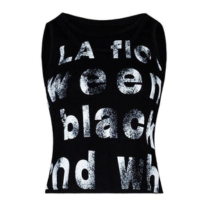 Lapargay vintage letter print hot girl slim short vest L75200103V - Lapargay