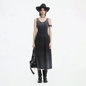 Lapargay Waist-Defined Camisole Dress Gradient Wash Irregular Tucks L78209014C - Lapargay
