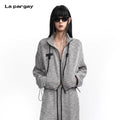 Lapargay [Sleeping Paris] Zipper Striped Knitted Jacket Light Functional Style L75301208V