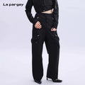 Lapargay pure cotton straight-leg casual pants women 2026 spring new style personalized fashion loose pants