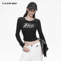Lapargay faux layered slim-fit long-sleeve T-shirt, letter graffiti print, high-stretch skin-friendly L78100314V