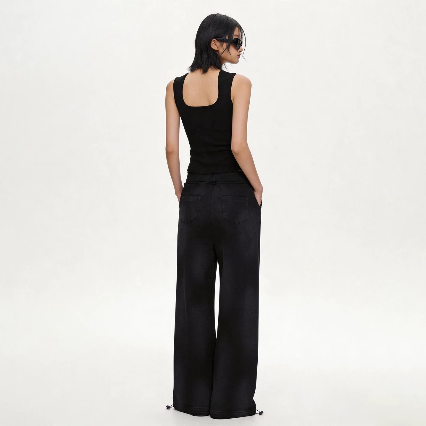 Lapargay Gradient Casual Pants High Waist Wide Leg Adjustable Hem L69102808B