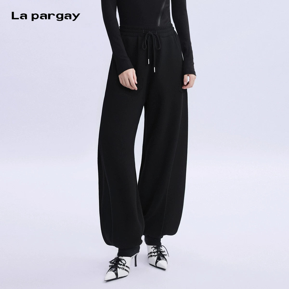 Lapargay Modal lace-up waist knit pants women 2026 spring new style personality fashion trendy brand women lantern casual pants