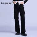 Lapargay unisex multi-pocket cargo casual pants 2026 spring fashion design sense straight-leg trendy brand long pants