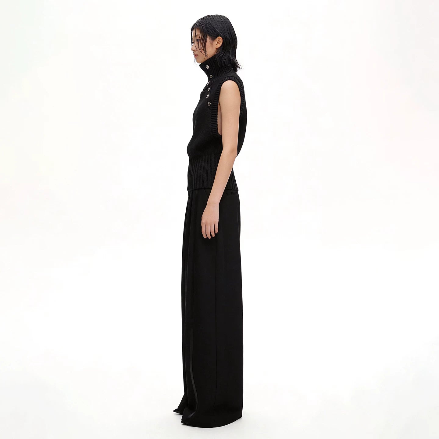 Lapargay high-waist wide-leg pants, drapey and wrinkle-resistant, flattering leg shape, workplace versatile L75102901C