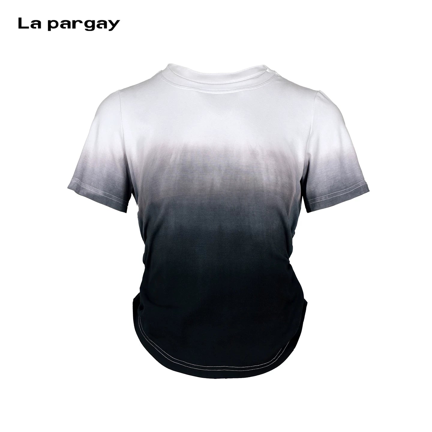 Lapargay Fake Two-Piece Backless Knit Top Fashion Personalized Gradient Dye Design T-Shirt Trendy Women's Top