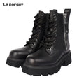 Lapargay Metal Buckle Decoration Details Lambskin Texture Upper Heightened Thick-Soled Boot Shape L75405002X