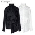 Lapargay Multi-Layer Pleated Long-Sleeve Shirt Turn-Down Collar Single-Breasted Niche Deconstructed Style L66301087C