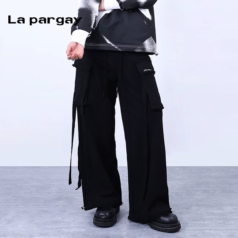 Lapargay Loose high-waisted casual pants 2026 new women's black personality versatile long pants niche pants